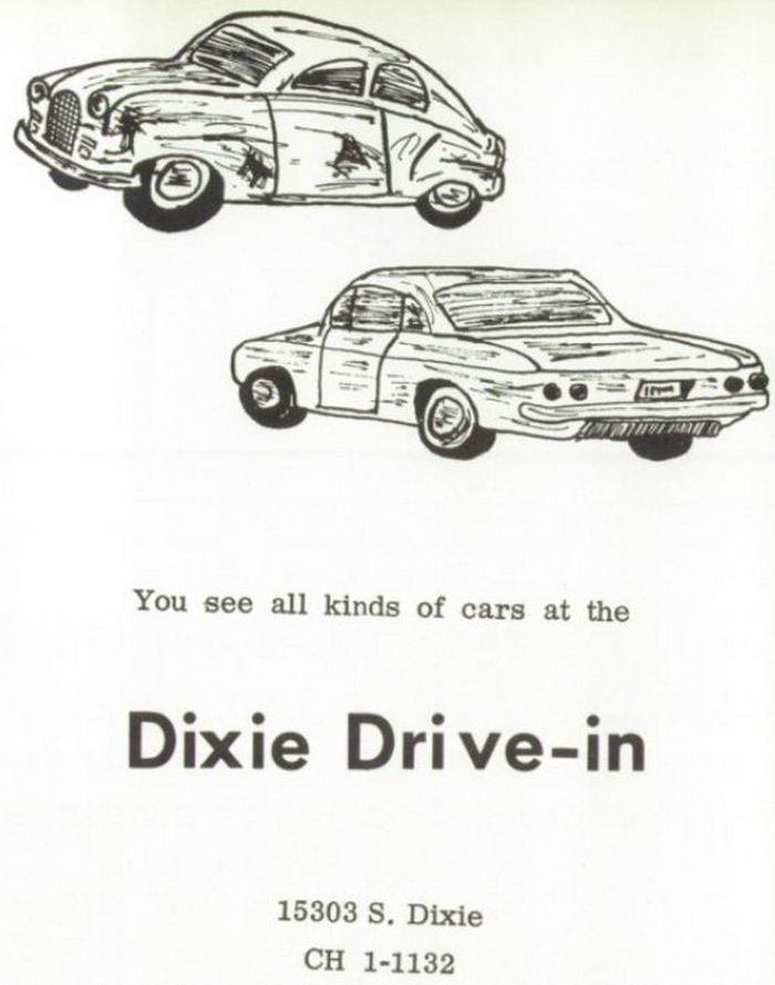 Dixie Drive-In Restaurant - Vintage Yearbook Ad (newer photo)